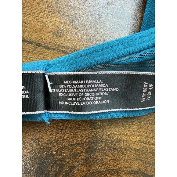 Victorias Secret Very Sexy Push Up Bra 34C Teal Lace Overlay Underwire Padded - Picture 6 of 7